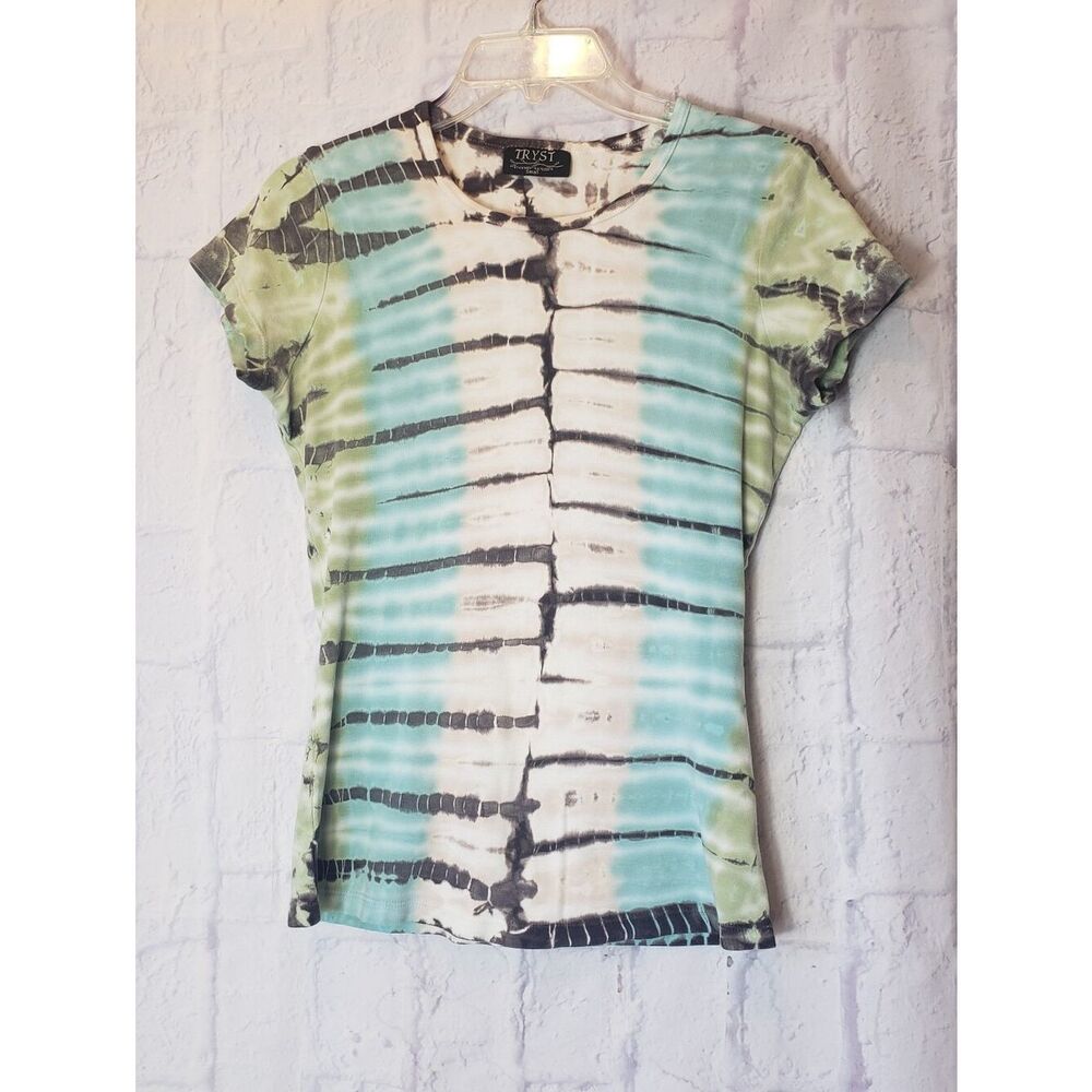 TRYST Classic Fitted Crewneck Tee Tie-Dye Boho Small